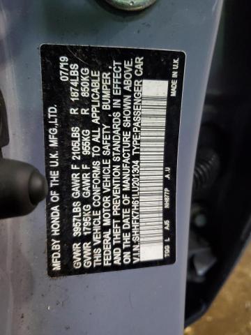 SHHFK7H61LU201304 - 2020 HONDA CIVIC EX GRAY photo 12