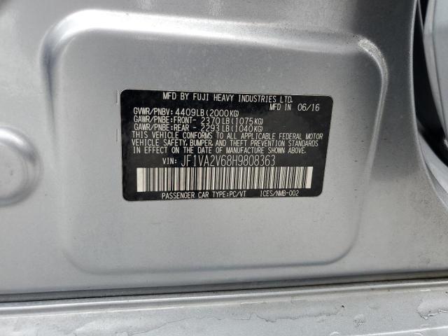 JF1VA2V68H9808363 - 2017 SUBARU WRX STI SILVER photo 12