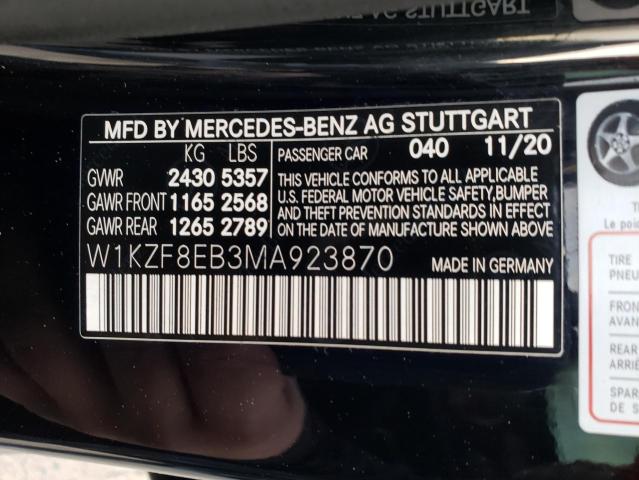 W1KZF8EB3MA923870 - 2021 MERCEDES-BENZ E 350 4MAT BLACK photo 12