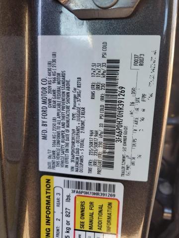 3FA6P0H70HR391269 - 2017 FORD FUSION SE CHARCOAL photo 12