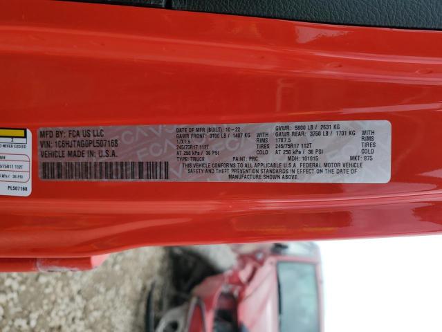 1C6HJTAG0PL507168 - 2023 JEEP GLADIATOR SPORT RED photo 12