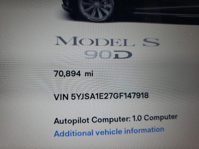 5YJSA1E27GF147918 - 2016 TESLA MODEL S შავი ფოტო 9