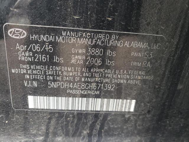 5NPDH4AE8GH671392 - 2016 HYUNDAI ELANTRA SE BLACK photo 12