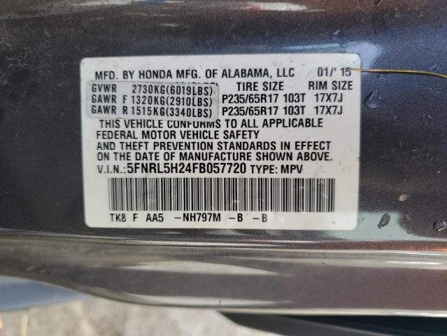 5FNRL5H24FB057720 - 2015 HONDA ODYSSEY LX GRAY photo 13