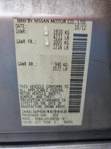 1N4AL3AP4DN469468 - 2013 NISSAN ALTIMA 2.5 SILVER photo 12