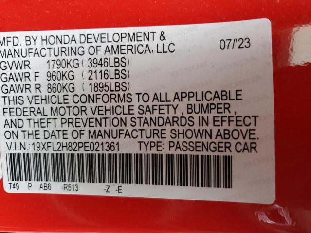 19XFL2H82PE021361 - 2023 HONDA CIVIC SPORT RED photo 12