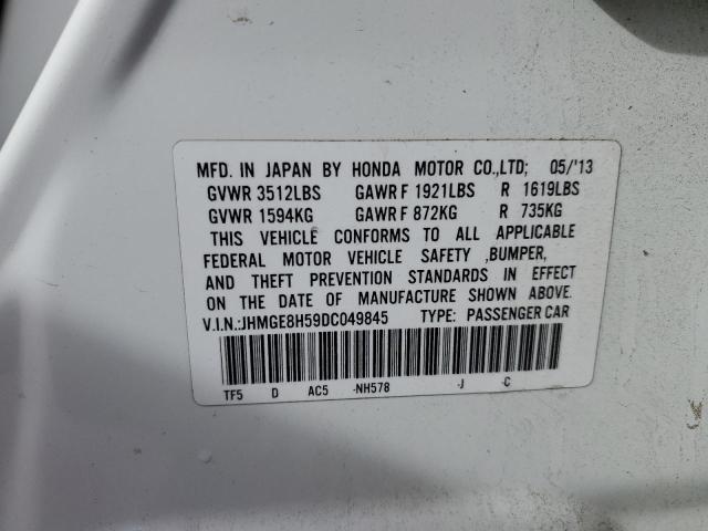 JHMGE8H59DC049845 - 2013 HONDA FIT SPORT WHITE photo 13