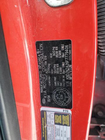 KNDJN2A26F7779406 - 2015 KIA SOUL RED photo 12