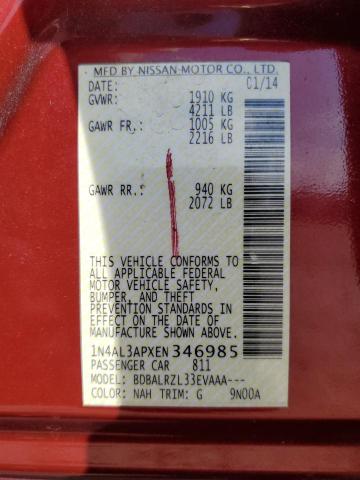 1N4AL3APXEN346985 - 2014 NISSAN ALTIMA 2.5 RED photo 13