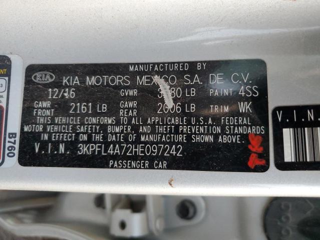 3KPFL4A72HE097242 - 2017 KIA FORTE LX SILVER photo 13