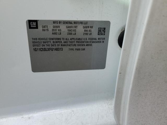 1G11C5SLXFU148313 - 2015 CHEVROLET MALIBU 1LT WHITE photo 12