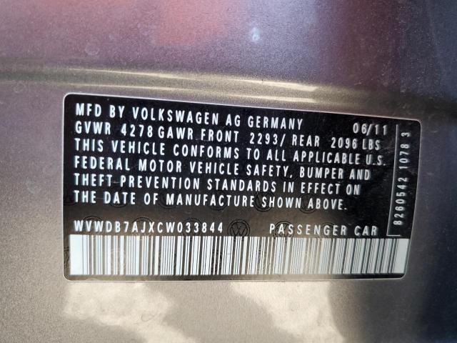 WVWDB7AJXCW033844 - 2012 VOLKSWAGEN GOLF GRAY photo 13