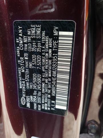 KM8R54HE4MU283951 - 2021 HYUNDAI PALISADE LIMITED MAROON photo 13