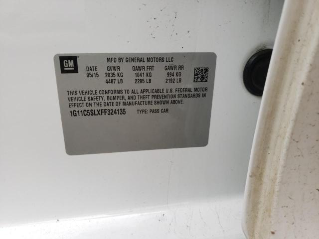 1G11C5SLXFF324135 - 2015 CHEVROLET MALIBU 1LT თეთრი ფოტო 12