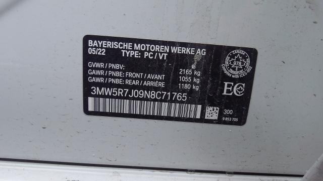 3MW5R7J09N8C71765 - 2022 BMW 330XI Белый фото 9