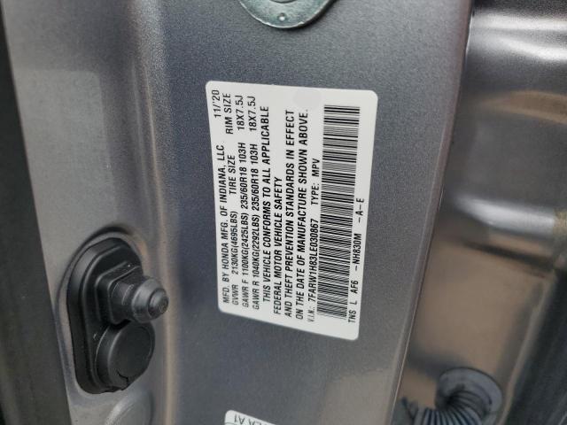 7FARW1H83LE030867 - 2020 HONDA CR-V EXL SILVER photo 12