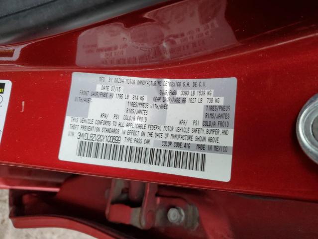 3MYDLBZV2GY100699 - 2016 TOYOTA SCION IA RED photo 12