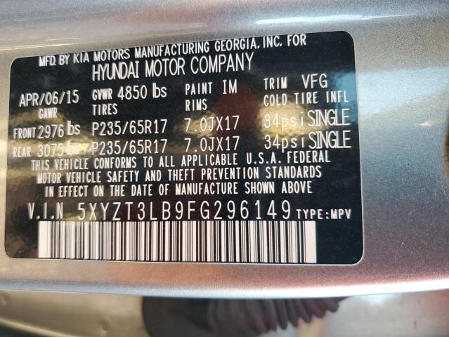 5XYZT3LB9FG296149 - 2015 HYUNDAI SANTA FE S SILVER photo 13