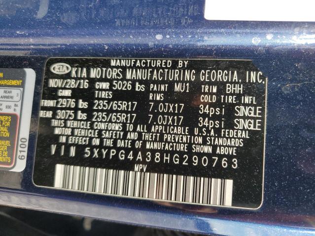 5XYPG4A38HG290763 - 2017 KIA SORENTO LX BLUE photo 13