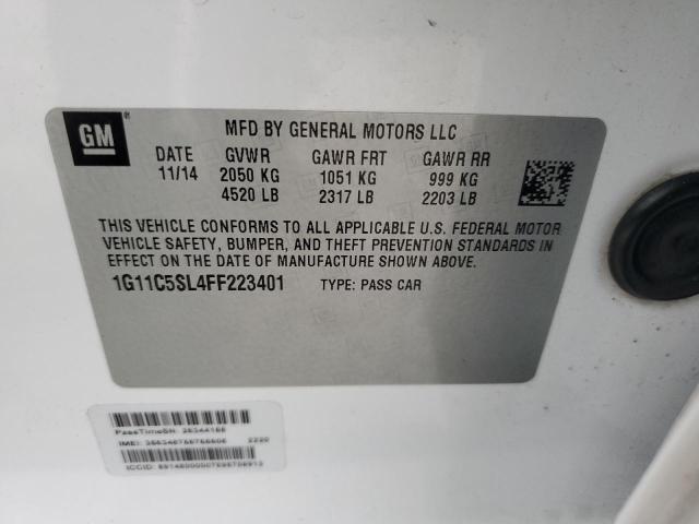 1G11C5SL4FF223401 - 2015 CHEVROLET MALIBU 1LT 白色 照片 12