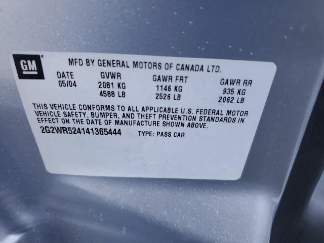 2G2WR524141365444 - 2004 PONTIAC GRAND PRIX GTP SILVER photo 12