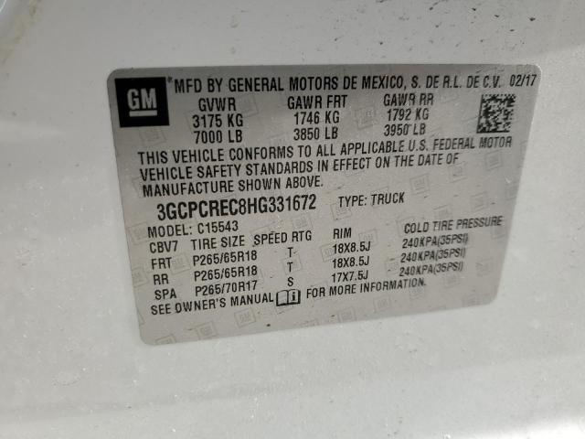 3GCPCREC8HG331672 - 2017 CHEVROLET SILVERADO C1500 LT WHITE photo 13