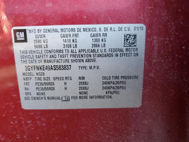 3GYFNKE49AS583837 - 2010 CADILLAC SRX PREMIUM COLLECTION RED photo 12