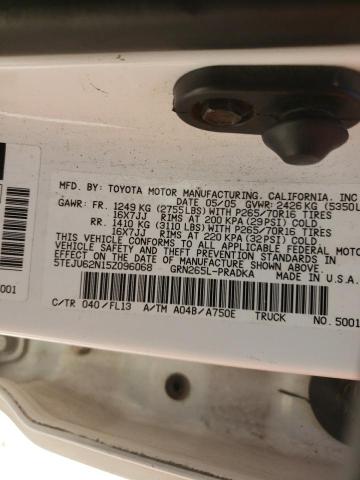 5TEJU62N15Z096068 - 2005 TOYOTA TACOMA DOUBLE CAB PRERUNNER WHITE photo 12