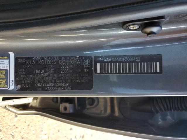 KNAFX4A83E5091452 - 2014 KIA FORTE EX GRAY photo 12