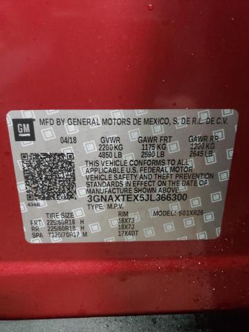 3GNAXTEX5JL366300 - 2018 CHEVROLET EQUINOX LT RED photo 12