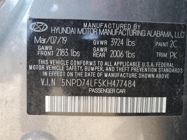 5NPD74LF5KH477484 - 2019 HYUNDAI ELANTRA SE GRAY photo 13