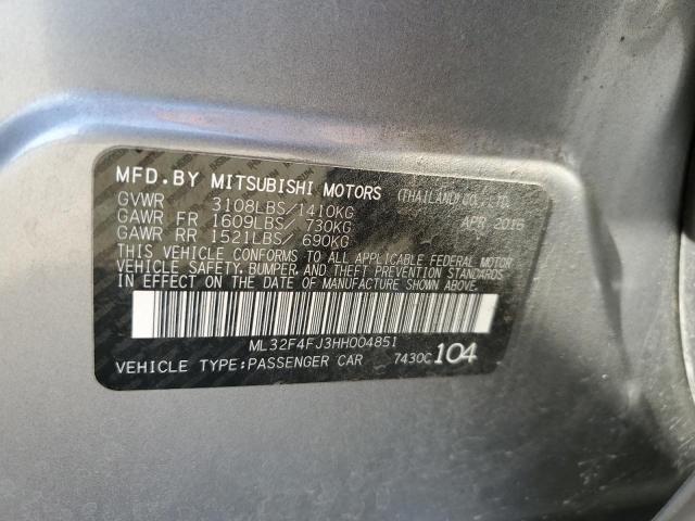 ML32F4FJ3HH004851 - 2017 MITSUBISHI MIRAGE G4 SE GRAY photo 12