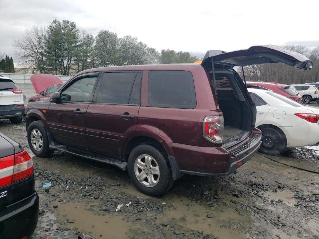 5FNYF18127B026633 - 2007 HONDA PILOT LX BURGUNDY photo 2