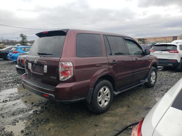 5FNYF18127B026633 - 2007 HONDA PILOT LX BURGUNDY photo 3