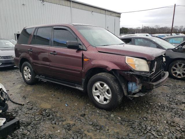 5FNYF18127B026633 - 2007 HONDA PILOT LX BURGUNDY photo 4