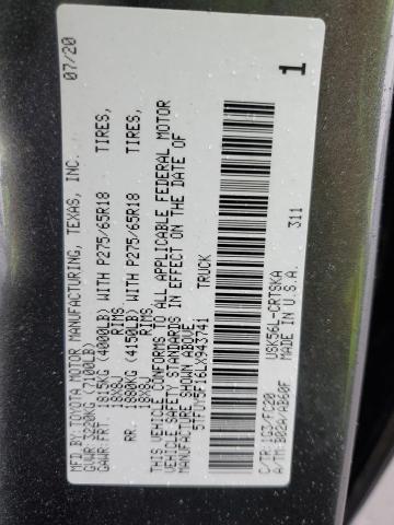 5TFUY5F16LX943741 - 2020 TOYOTA TUNDRA DOUBLE CAB SR/SR5 GRAY photo 12