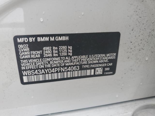 WBS43AY04PFN54063 - 2023 BMW M3 COMPETITION WHITE photo 12
