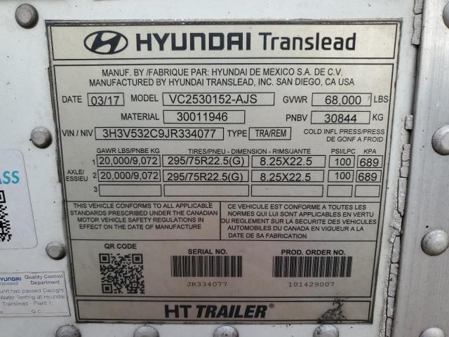 3H3V532C9JR334077 - 2018 HYTR TRAILER WHITE photo 10