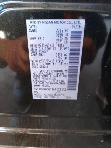 5N1AR2MN0GC642122 - 2016 NISSAN PATHFINDER S BLACK photo 12