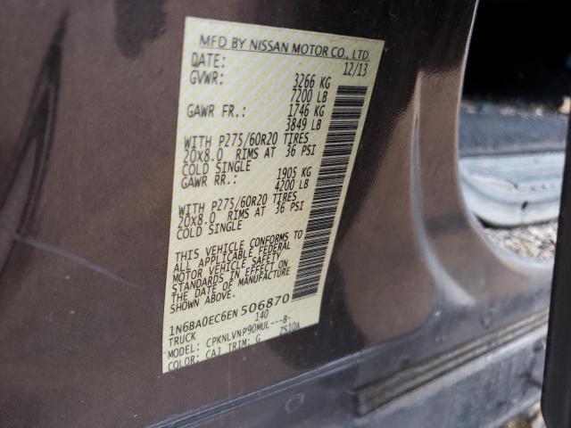 1N6BA0EC6EN506870 - 2014 NISSAN TITAN S GRAY photo 12