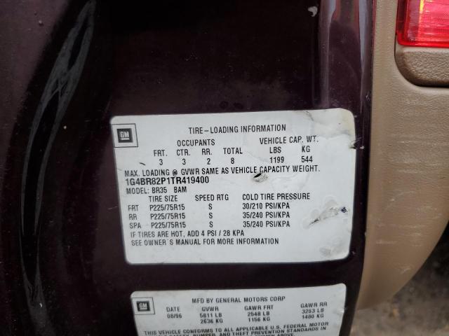 1G4BR82P1TR419400 - 1996 BUICK ROADMASTER BASE BURGUNDY photo 12