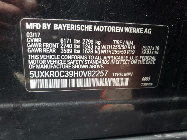 5UXKR0C39H0V82257 - 2017 BMW X5 XDRIVE35I BLACK photo 12