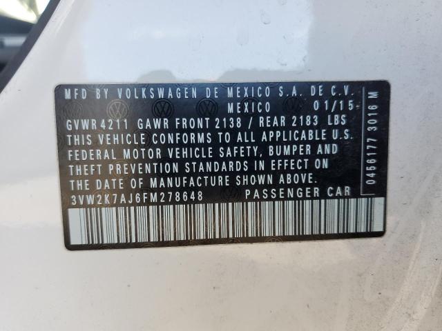 3VW2K7AJ6FM278648 - 2015 VOLKSWAGEN JETTA BASE Ağ foto 12