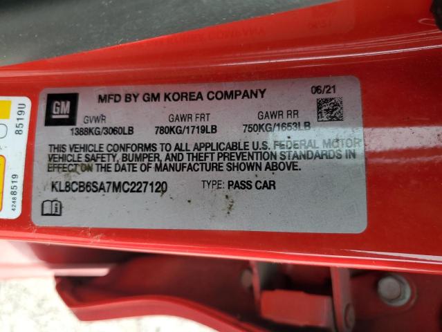 KL8CB6SA7MC227120 - 2021 CHEVROLET SPARK LS RED photo 12