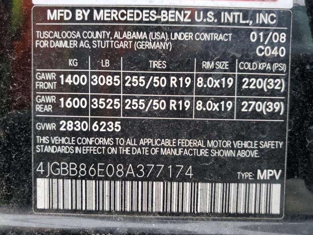 4JGBB86E08A377174 - 2008 MERCEDES-BENZ ML 350 BLACK photo 13