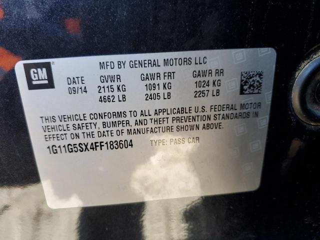 1G11G5SX4FF183604 - 2015 CHEVROLET MALIBU LTZ შავი ფოტო 12