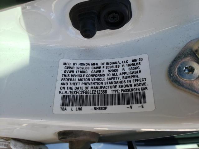 19XFC2F86LE212388 - 2020 HONDA CIVIC SPORT Weiß Foto 12