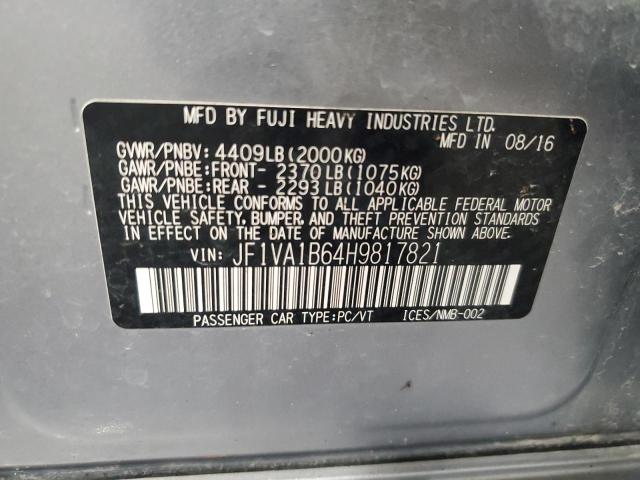 JF1VA1B64H9817821 - 2017 SUBARU WRX SILVER photo 13