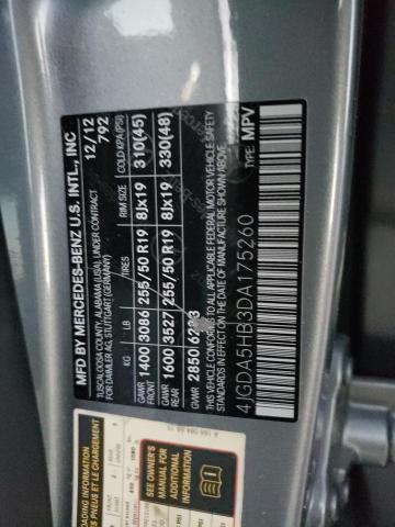 4JGDA5HB3DA175260 - 2013 MERCEDES-BENZ ML 350 4MATIC GRAY photo 13