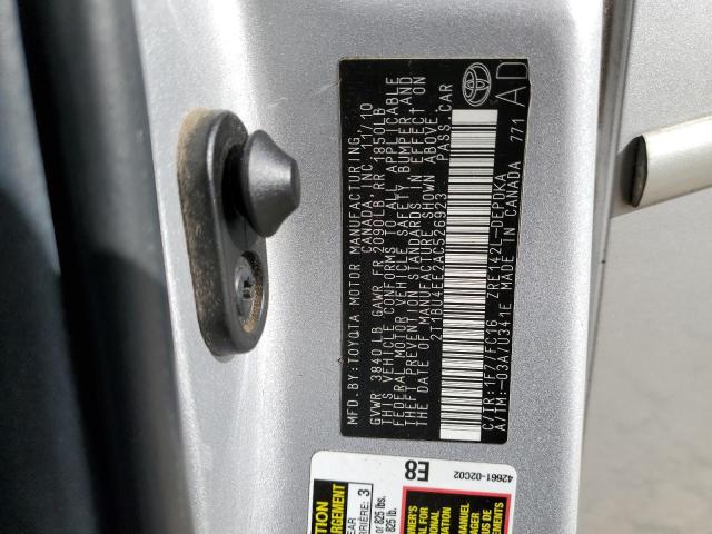 2T1BU4EE2AC526923 - 2010 TOYOTA COROLLA BASE SILVER photo 12